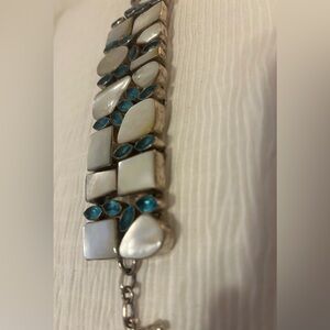 Chunky Mother of Pearl & silver bracelet